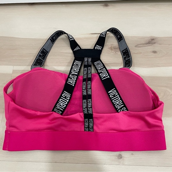 EUC Victoria Secret Women's M Sport Bra Hot Pink Black Padded Razorback.Strappy - Picture 3 of 8
